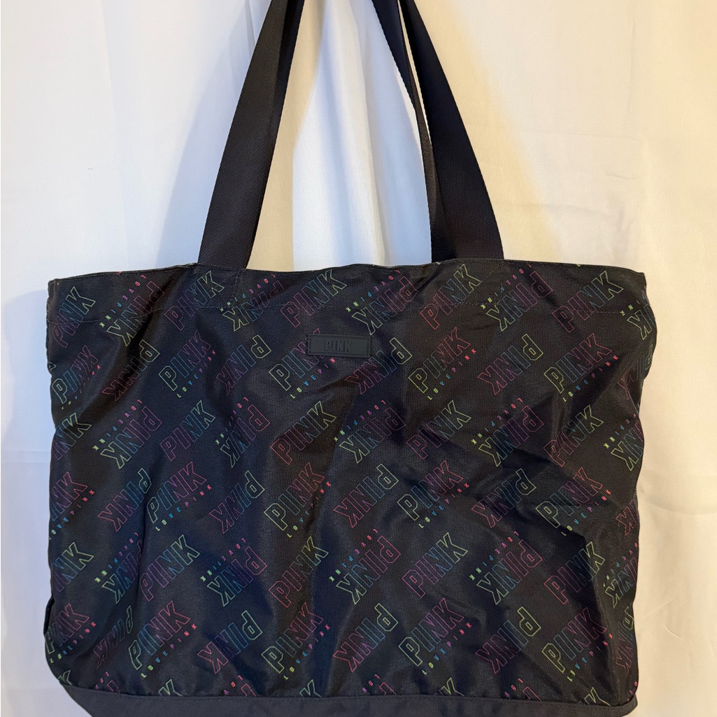 Pink Victorias Secret Multicolor Logo Tote Pink Victorias Secret Multicolor Logo Tote
